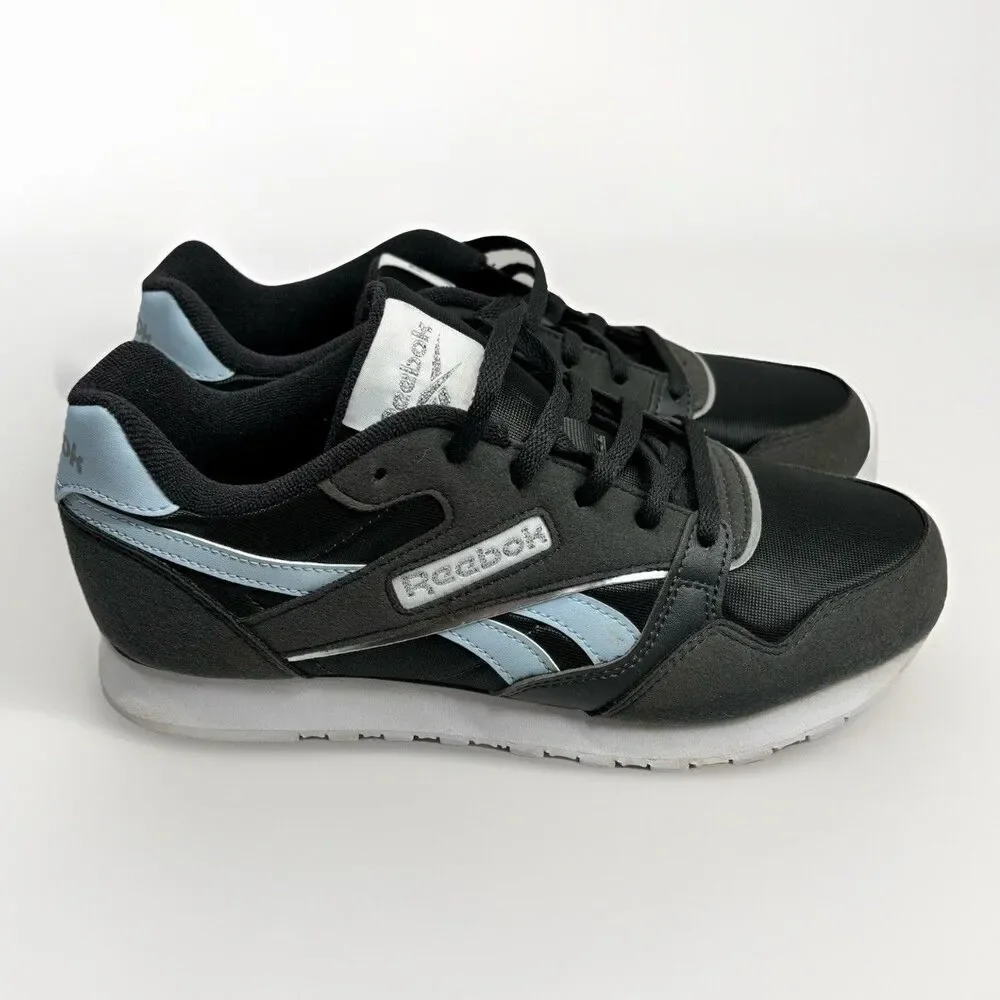 Reebok Classic Leather Women’s 8 Black Blue Retro Running Sneakers Casual